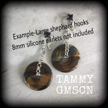 Load image into Gallery viewer, Tigers Eye Ear Weights Tigers Eye Ear Hangers Gemstone Ear Weights Stone Ear weight Tapers Tunnels Plugs Stretched lobes Gauges 0g 00g 2g 4g