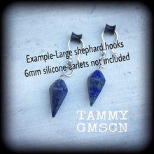 Load image into Gallery viewer, Lapis Lazuli earrings Gemstone earrings Boho earrings Chakra jewelry Egyptian jewelry Dangle earrings Tunnel earrings Plug earrings Gauges