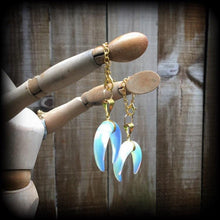 Load image into Gallery viewer, 6mm opalite ear hangers 2 gauge tunnel dangles 4mm ear weights 6 gauge plug earrings Plug dangles Gauged earrings 4 gauge 5mm tunnel dangles