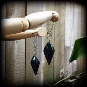 6 gauge earrings for stretched lobes 2 gauge Black Onyx ear weights 3mm Ear hangers 5mm Tunnel dangles Gauged earrings 00g 0g Hanging gauges