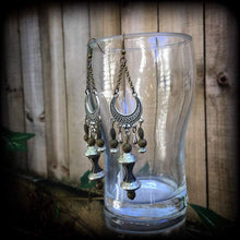 Load image into Gallery viewer, Shiva earrings, Hindu earrings, Shiva jewelry, Mahadeva, Shankara, Tunnel earrings, Hindi earrings, Dangles earrings, Plug gauges 0g 2g 4g