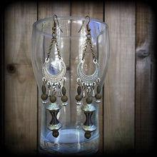 Load image into Gallery viewer, Shiva earrings, Hindu earrings, Shiva jewelry, Mahadeva, Shankara, Tunnel earrings, Hindi earrings, Dangles earrings, Plug gauges 0g 2g 4g