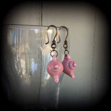 Load image into Gallery viewer, Pink tea pot tunnel dangles 3mm 4mm 5mm 2 gauge ear hangers 8 gauge plug dangles Light weight 4 gauge tunnel earrings 8mm 6mm plug earrings