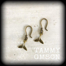 Load image into Gallery viewer, Whale tail earrings, Ocean life earrings, Beach earrings, Nautical earrings, Surfing earrings, Hippy earrings, Animal jewelry, Gauges 8g 6g
