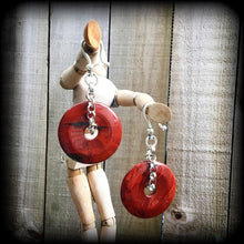 Load image into Gallery viewer, Red Jasper ear weights Stone weights Gemstone weight Ear Hangers Tunnel dangles Tunnel earrings Gauged earrings Hanging gauges 00g 0g 2g 4g