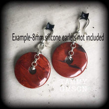 Load image into Gallery viewer, Red Jasper ear weights Stone weights Gemstone weight Ear Hangers Tunnel dangles Tunnel earrings Gauged earrings Hanging gauges 00g 0g 2g 4g