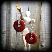Load image into Gallery viewer, Red Jasper ear weights Stone weights Gemstone weight Ear Hangers Tunnel dangles Tunnel earrings Gauged earrings Hanging gauges 00g 0g 2g 4g
