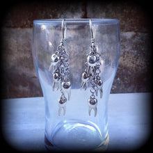 Load image into Gallery viewer, 8 gauge ear hangers, 3mm tunnel earrings, Plug dangles, 6 gauge, Earrings for stretched lobes, Dangle plugs, Teeth, Tooth 4mm, 5mm, 6mm, 7mm