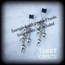 Load image into Gallery viewer, 8 gauge ear hangers, 3mm tunnel earrings, Plug dangles, 6 gauge, Earrings for stretched lobes, Dangle plugs, Teeth, Tooth 4mm, 5mm, 6mm, 7mm