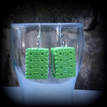 Load image into Gallery viewer, Biscuit earrings Junk food earrings Kitsch earrings Food earrings Cookie earrings Zombie earrings Junk food jewelry Tunnel dangles 3mm 4mm