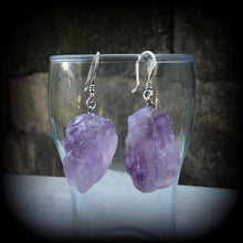 Load image into Gallery viewer, Amethyst earrings Gemstone Earrings Crystal earrings Quartz earrings Purple earrings Boho earrings Pierced ears Dangle earrings Gauges Plugs