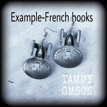 Load image into Gallery viewer, Star Trek Earrings Sci Fi Earrings Geek jewelry Nerd earrings Trekkie jewelry Gamer Trekker earrings Tunnel earrings Plug earrings Gauges
