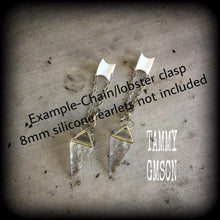 Load image into Gallery viewer, Quartz ear weight, Gemstone ear hangers, Tunnel weights, Gauged earrings, Tunnel dangles, Plug dangles, Hanging Gauges, Clear quartz weights