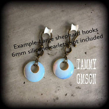 Load image into Gallery viewer, Opalite earrings, Moonstone earrings, Gemstone earrings, Crystal earrings, Boho earrings, Dangle earrings, Plug earrings, Tunnel earrings 8g