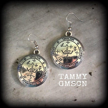 Load image into Gallery viewer, Sigil earrings, Archangel jewelry, Archangel Michael, Occult jewelry, Esoteric jewelry, Quaballah jewlery, Kaballah, Magick, Judaism, Gauges