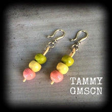 Load image into Gallery viewer, Japanes ear hangers Japanese sweets 6mm gauges 2 gauge Botchan Dango Novelty plug dangles Tunnel dangles Ear weights Hanging gauges Mochiko