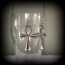Load image into Gallery viewer, Ankh earrings Egyptian earrings Ankh jewelry Egyptian jewelry Plug earrings Tunnel earrings Nefertiti earrings Pharoah earrings Gauges 8g 6g