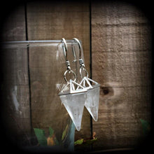 Load image into Gallery viewer, Quartz earrings, Crystal earrings, Pyramid earrings, Plug earrings, Tunnel earrings, Clear quartz, Quartz jewelry, Boho jewelry, Dangles