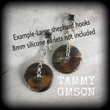 Load image into Gallery viewer, Tigers Eye Ear Weights Tigers Eye Ear Hangers Gemstone Ear Weights Stone Ear weight Tapers Tunnels Plugs Stretched ears Gauges 0g 00g 2g 4g