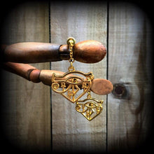 Load image into Gallery viewer, Eye of Horus earrings, Eye of Ra earrings, Egyptian earrings, Evil eye earrings, Occult earrings, Esoteric jewelry, Tunnel earrings, Plugs