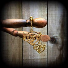 Load image into Gallery viewer, Eye of Udjat earrings Eye of Wedjat earrings Eye of Horus earrings Egyptian earrings 0 gauge tunnel earrings 8mm plug dangles Gauged earring