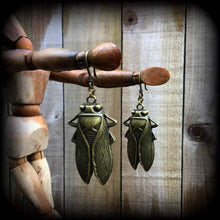 Load image into Gallery viewer, Insect earrings Locust Earrings Tunnel earrings Cicada earrings Plague Animal earrings Gauged earrings Plug earrings Pierced ears 2g 4g 6g