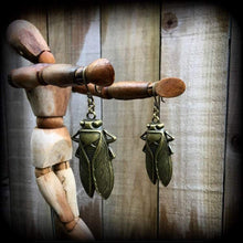 Load image into Gallery viewer, Insect earrings Locust Earrings Tunnel earrings Cicada earrings Plague Animal earrings Gauged earrings Plug earrings Pierced ears 2g 4g 6g