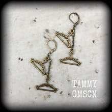 Load image into Gallery viewer, Coat Hanger earrings Cute earrings Kitsch earrings Retro earrings Kawaii earrings Boho earrings Hipster earrings Pierced ears Gauges 2g 4g