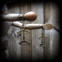 Load image into Gallery viewer, Coat Hanger earrings Cute earrings Kitsch earrings Retro earrings Kawaii earrings Boho earrings Hipster earrings Pierced ears Gauges 2g 4g