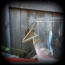 Load image into Gallery viewer, Origami earrings Plane earrings Cute earrings Kitsch earrings Kawaii earrings Gifts for her Tapers Pierced ears Stretched ears Gauges Plugs