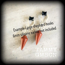 Load image into Gallery viewer, 8 gauge Jasper ear hangers 3mm Gemstone ear weights 6 gauge Tunnel dangles Gauged earrings Plug dangles 0 gauge Hanging gauges Stone weights