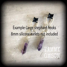 Load image into Gallery viewer, Amethyst earrings Amethyst jewelry Gemstone Earrings Purple Boho earrings Dangle earrings Tunnel earrings Plug earrings Chakra jewelry 2g