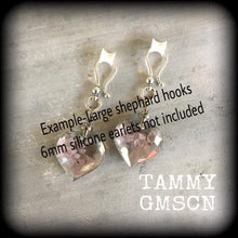 Load image into Gallery viewer, 6 gauge earrings for stretching Rose Quartz 8 gauge ear weights 4mm Tunnel dangles 6mm Ear hangers 3mm Stone weights Plugs Hanging gauges