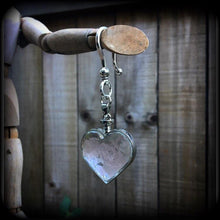 Load image into Gallery viewer, Rose Quartz earrings Heart earrings Tunnel earrings Chakra jewelry Crystal jewelry Plug earrings Rose Quartz jewelry Plug earrings 6mm 2g 4g