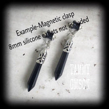 Load image into Gallery viewer, 2 gauge gemstone ear weights Onyx tunnel dangles Stone weights Black Onyx tapers Hanging gauges Gauged earrings Plug gauges Tunnel dangles