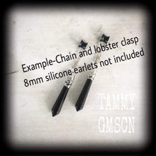 Load image into Gallery viewer, 2 gauge gemstone ear weights Onyx tunnel dangles Stone weights Black Onyx tapers Hanging gauges Gauged earrings Plug gauges Tunnel dangles