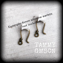 Load image into Gallery viewer, DIY hooks Antique Bronze Shephards Hooks 3mm Plug dangles 8 gauge Stretched ears Ear weights Ear hangers Tapers Tunnels Plugs 4mm 6mm 8mm