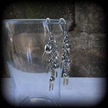 Load image into Gallery viewer, 8 gauge ear hangers, 3mm tunnel earrings, Plug dangles, 6 gauge, Earrings for stretched lobes, Dangle plugs, Teeth, Tooth 4mm, 5mm, 6mm, 7mm