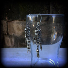 Load image into Gallery viewer, 8 gauge ear hangers, 3mm tunnel earrings, Plug dangles, 6 gauge, Earrings for stretched lobes, Dangle plugs, Teeth, Tooth 4mm, 5mm, 6mm, 7mm