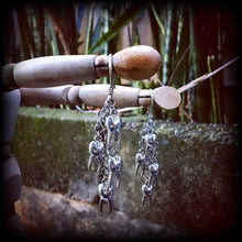 Load image into Gallery viewer, 8 gauge ear hangers, 3mm tunnel earrings, Plug dangles, 6 gauge, Earrings for stretched lobes, Dangle plugs, Teeth, Tooth 4mm, 5mm, 6mm, 7mm