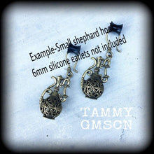 Load image into Gallery viewer, Ear weights 2 gauge 0 gauge bronze ear weights 6mm ear hangers Hanging gauges 8mm gauged earrings 3mm tunnel dangles 4mm plug dangles 00g 0g