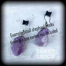 Load image into Gallery viewer, Amethyst earrings Gemstone Earrings Crystal earrings Quartz earrings Purple earrings Boho earrings Pierced ears Dangle earrings Gauges Plugs