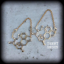Load image into Gallery viewer, LSD earrings Molecule earrings Science jewelry Psychedelic jewelry Acid earrings Molecule jewelry Gifts for trippers Geek Plug earrings