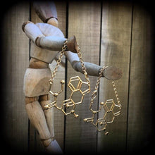 Load image into Gallery viewer, LSD earrings Molecule earrings Science jewelry Psychedelic jewelry Acid earrings Molecule jewelry Gifts for trippers Geek Plug earrings