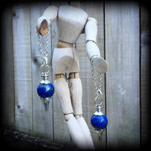 Load image into Gallery viewer, Lapis Lazuli Earrings Gemstone earrings Pendulum earrings Lapis Lazuli ear weights Ball earrings Pierced ears Gauged earrings Plug earrings