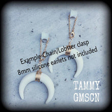 Load image into Gallery viewer, Artemis ear hangers, Double Horn, Tunnel dangles, Plug dangles, Tunnel earrings, Gauged earrings, Hanging gauges, Plug earrings  0g 2g 4g 6g