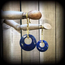 Load image into Gallery viewer, Lapis Lazuli Earrings Gemstone Crystal Pierced Ears Dangle Earrings Stone Earrings Tapers Plug earrings Stretched ears Gauged earrings 2g 4g