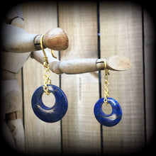 Load image into Gallery viewer, Lapis Lazuli Earrings Gemstone Crystal Pierced Ears Dangle Earrings Stone Earrings Tapers Plug earrings Stretched ears Gauged earrings 2g 4g