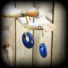 Load image into Gallery viewer, Lapis Lazuli Earrings Gemstone Crystal Pierced Ears Dangle Earrings Stone Earrings Tapers Plug earrings Stretched ears Gauged earrings 2g 4g