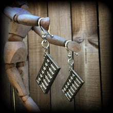 Load image into Gallery viewer, 2 gauge 6mm ear weights Abacus Steampunk 0 gauge 8mm ear hangers Plug gauges Plug dangles Tunnel dangles Gauged earrings Hanging gauges 8g